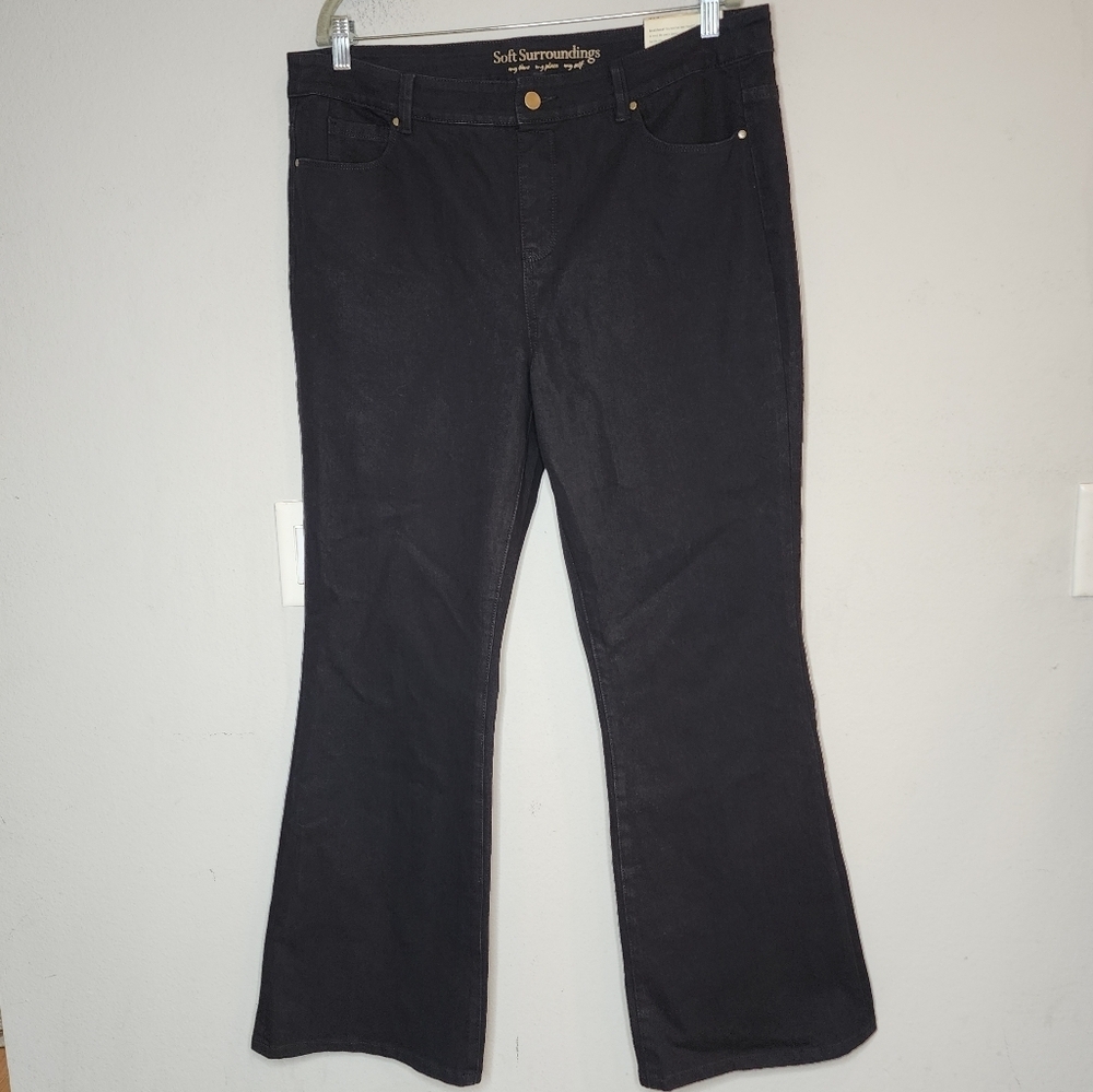 XL/18 NWT‎ Soft Surroundings Flare Black Jeans Stretch Denim Women's